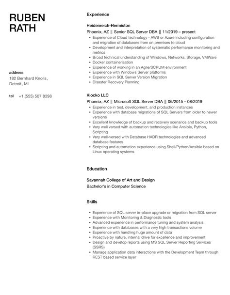 Sql Server Dba Resume Samples Velvet Jobs