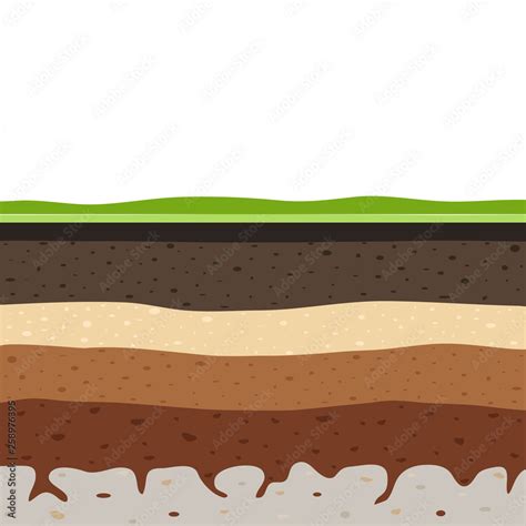 Layers Of Grass With Underground Layers Of Earth Seamless Ground Cut