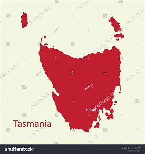 Tasmania Map Capital Hobart Marked On Stock Vector (Royalty Free ...