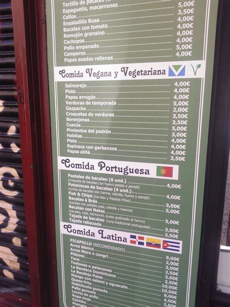 Carta del restaurante El Rincón del Puri Madrid