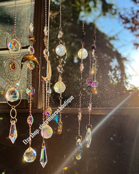 Moon Phase Suncatcher Prism Crystal Pendulum Moon Goddess Etsy