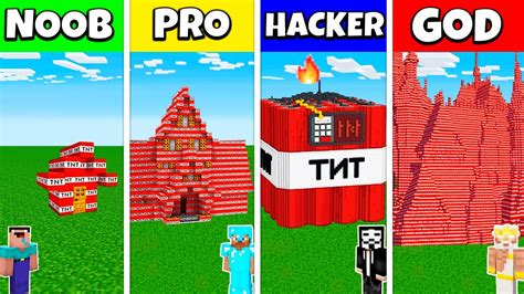 Minecraft Battle Noob Vs Pro Vs Hacker Vs God Tnt Block Base House