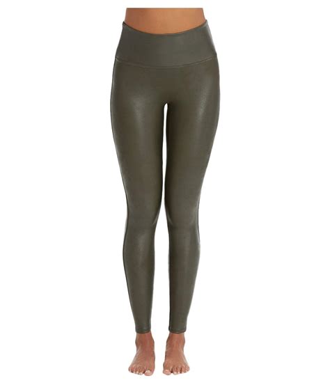 Lyst Spanx Faux Leather Leggings Wine Womens Casual Pants In Green