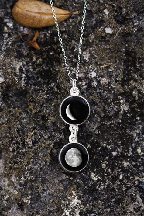 Lunar Twin Charm Necklace Moon Phases Necklace Moonglow Jewelry