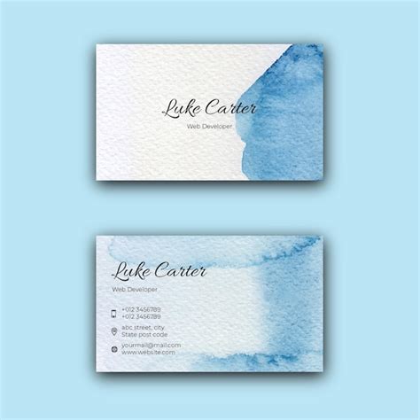 Premium Vector Blue Watercolor Business Card Template