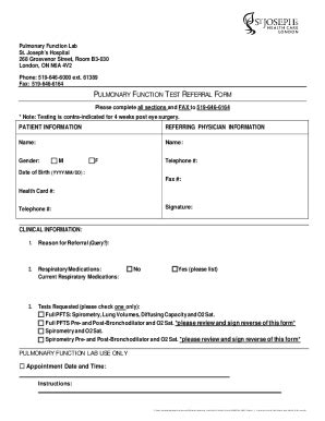 Fillable Online Pulmonary Function Test Referral Form Fax Email Print