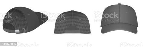 Design Template Vector Realistic White Baseball Cap Front Back And Side