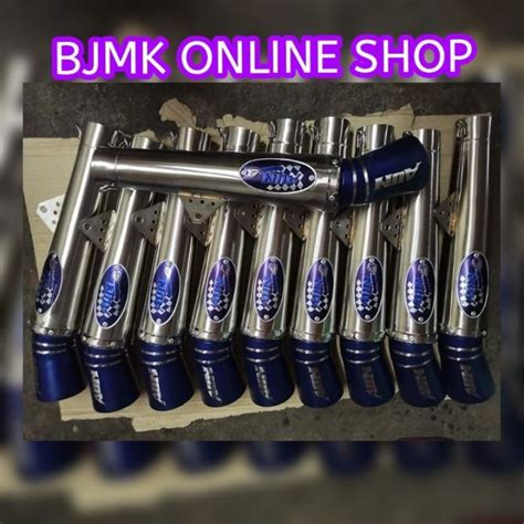 STAINLESS OPEN PIPE BLUE TIP WITH EMBLEM TIP AUN EMBLEM DAENG SAI