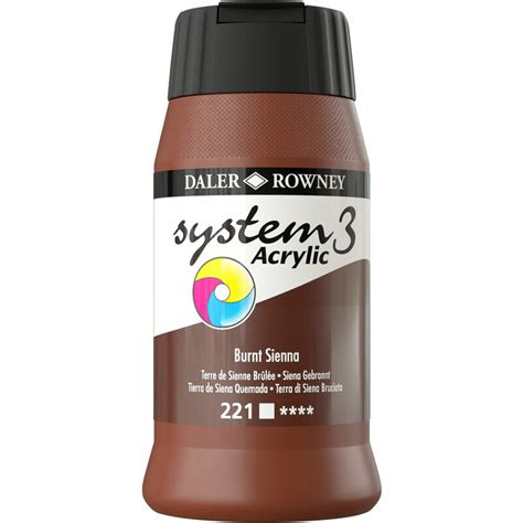 Daler Rowney System 3 Acrylic Paint Burnt Sienna 500ml 129500221