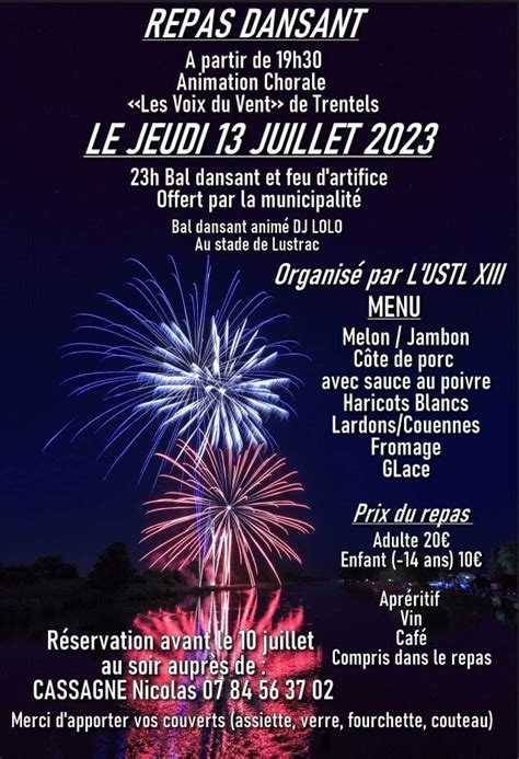 Actualit S Repas Dansant Bal Et Feu D Artifice Du Juillet