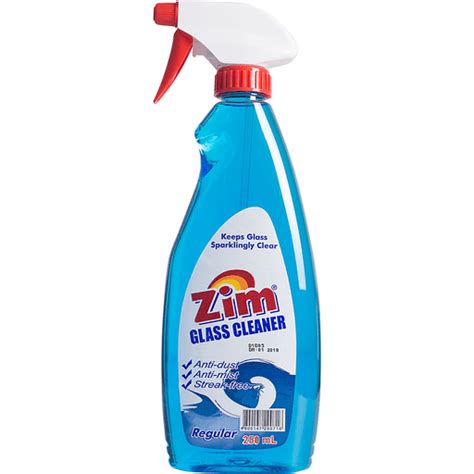 Zim Glass Cleaner With Trigger Head Regular 250ml Cleaning Essentials And Accessories Walter