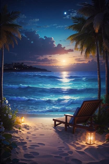 Premium AI Image | beautiful beach night scene