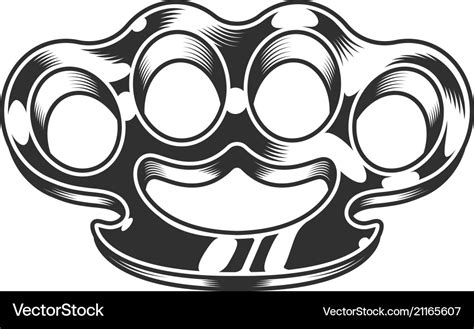 Vintage gangster metal brass knuckles template Vector Image