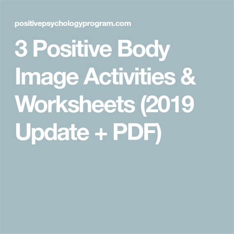 2 Positive Body Image Activities Worksheets Artofit