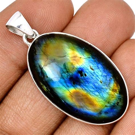 Pendentif Protection Labradorite Monture Argent 925 Ref 5416