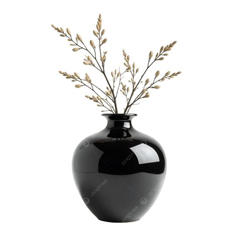 Classic Black Vase With Soft White Flowers, Black Vase With Soft White