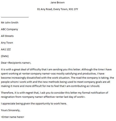 A Sample Of A Resignation Letter For Work Sample Resignation Letter