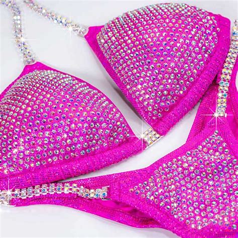 Hot Pink Hologram Bikini Competition Suit