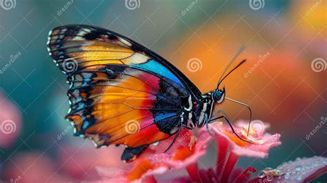 Beautiful Butterfly On Flower Petals In Colorful And Highly Detailed