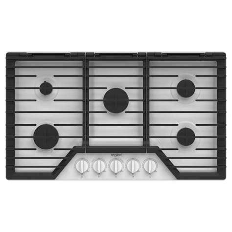 Whirlpool 36 In 5 Burners Recessed Gas Cooktop In White With Speedheat Burner Wcgk5036pw The