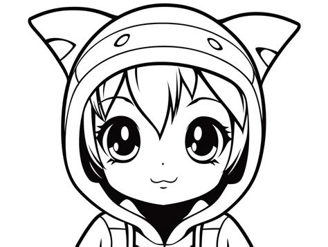 Captivating Kawaii Girl Coloring Page Coloring Page