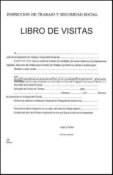 Libro De Visitas De La Inspección De Trabajo Libros Afabetización