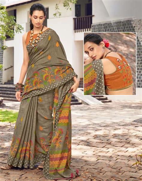 Buy Siril Linen Green Color Art Silk Saree With Blouse Piece Sarees