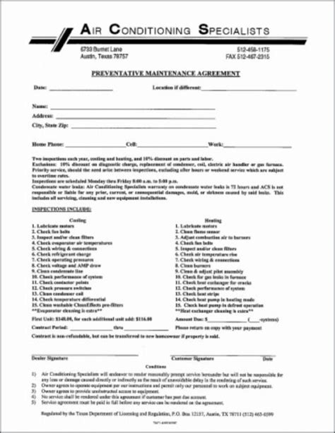 Hvac Preventative Maintenance Agreement Template 17 Amazing Templates Demplates