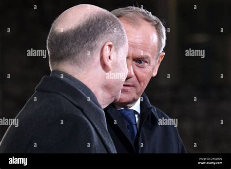 Berlin Germany 12th Feb 2024 Donald Tusk R Polish Prime Minister