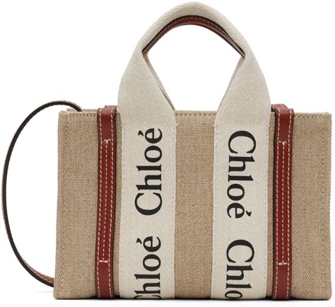 Chloé Mini sac beige et brun clair à garniture Woody SSENSE France