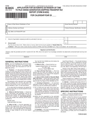 Fillable Online Form M 68 2012 Application For Automatic Extension Of