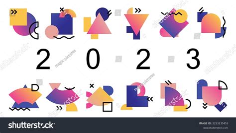 Vector Illustration 2023 Gradient Pastel Elements Stock Vector (Royalty Free) 2223135453 ...