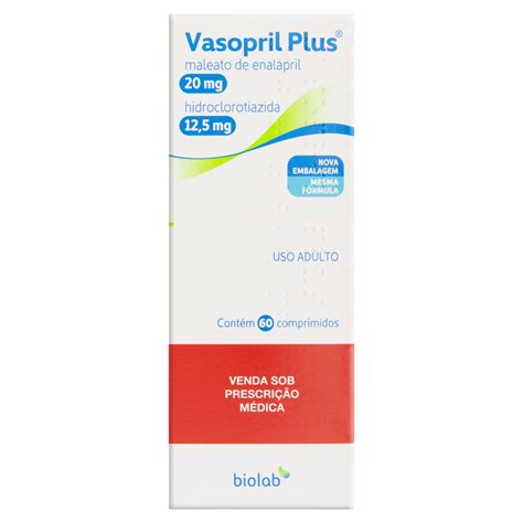 Vasopril Plus Maleato De Enalapril 20mg Hidroclorotiazida 125mg Biolab