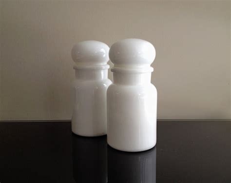 Belgium Milk White Glass Apothecary Jars Set Of 2