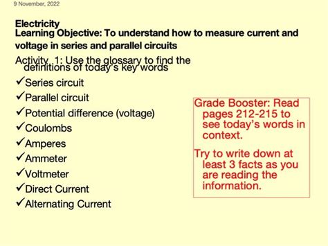 Electrical Circuits GCSE Physics Lesson PowerPoint EDEXCEL