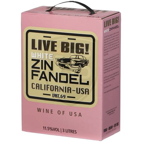 Live Big White Zinfandel Rose Kalifornien 115 Vol 300cl Bib