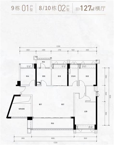 【中山108君悦府惠州中山108君悦府楼盘】零居室户型图3室2厅2卫建面 127m²房型图 惠州贝壳新房