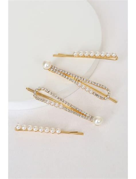 Buy Lulus Declaration Of Romance Gold Pearl And Rhinestone Hair Pin Set