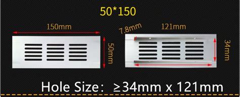 Aluminum Alloy Rectangular Air Vent Grille Ventilation Cover Closet Shoe Wardrobe Cabinet Mesh