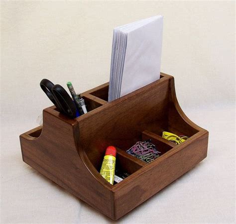 Wooden Desk Organizer Lazy Susan Office Pen And Pencil Caddy Recycled