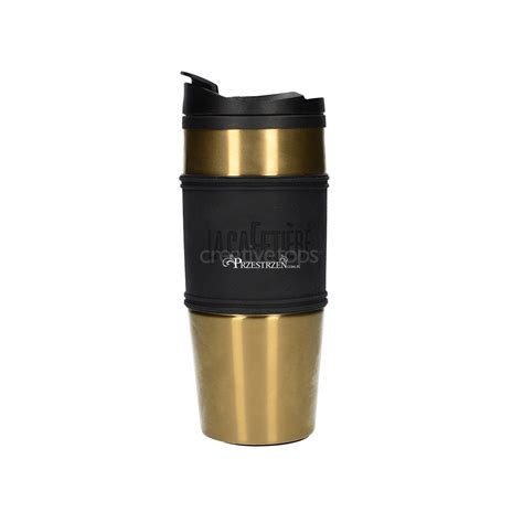 METALOWY KUBEK TERMICZNY PODRÓŻNY LA CAFETIERE Gold 450 ml Sklep