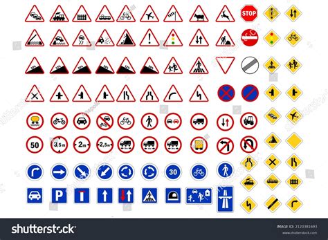 priority road signs prohibition road signs stock vector royalty
