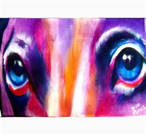 Original Art Painting Colorful Dog Eyes Acrylic 6x12 Canvas | Etsy