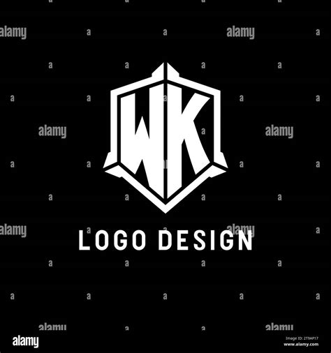 WK Logo Initial With Shield Shape Design Style Vector Graphic Stock