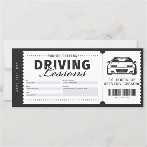 Driving Lessons Gift Ticket Voucher Certificate Zazzle Paper