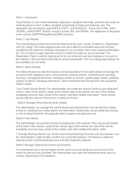 Ezzy Rentals Web-Based App: Comprehensive User & Admin Guide - Studocu
