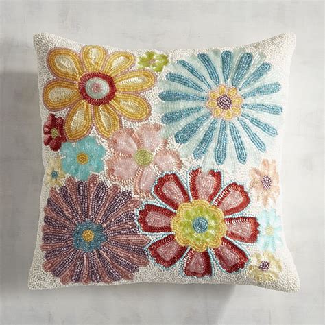 Allover Beaded Floral Pillow Floral Pillows Embellished Pillows Embroidered Pillow