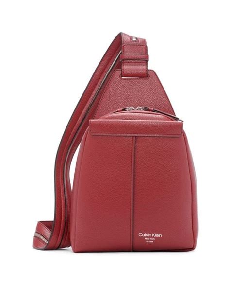 Calvin Klein Leather Myra Convertible Sling Backpack In Red Save 8