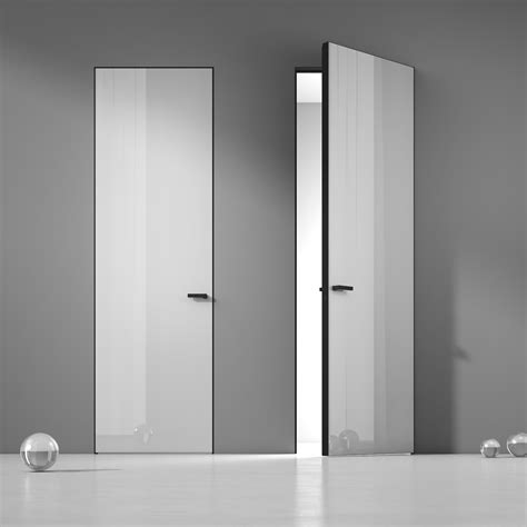 Межкомнатная дверь из алюминия и стекла на скрытом коробе. Купить ...