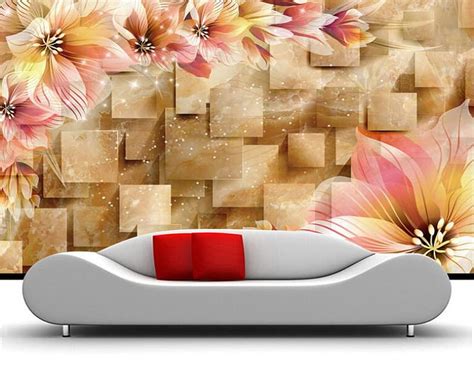 Beibehang 3d Large Dream Lily Marble Backdrop Living Room Bedroom TV